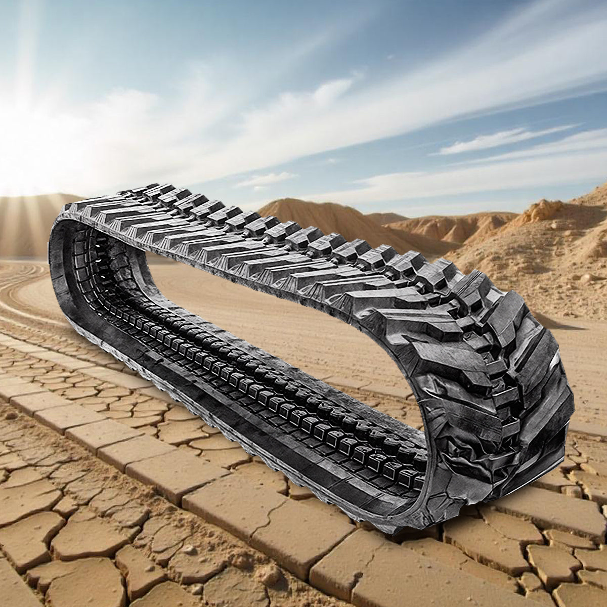 L Tread Pattern in Replacement Rubber Tracks for a Mini Excavator or Mini Ex