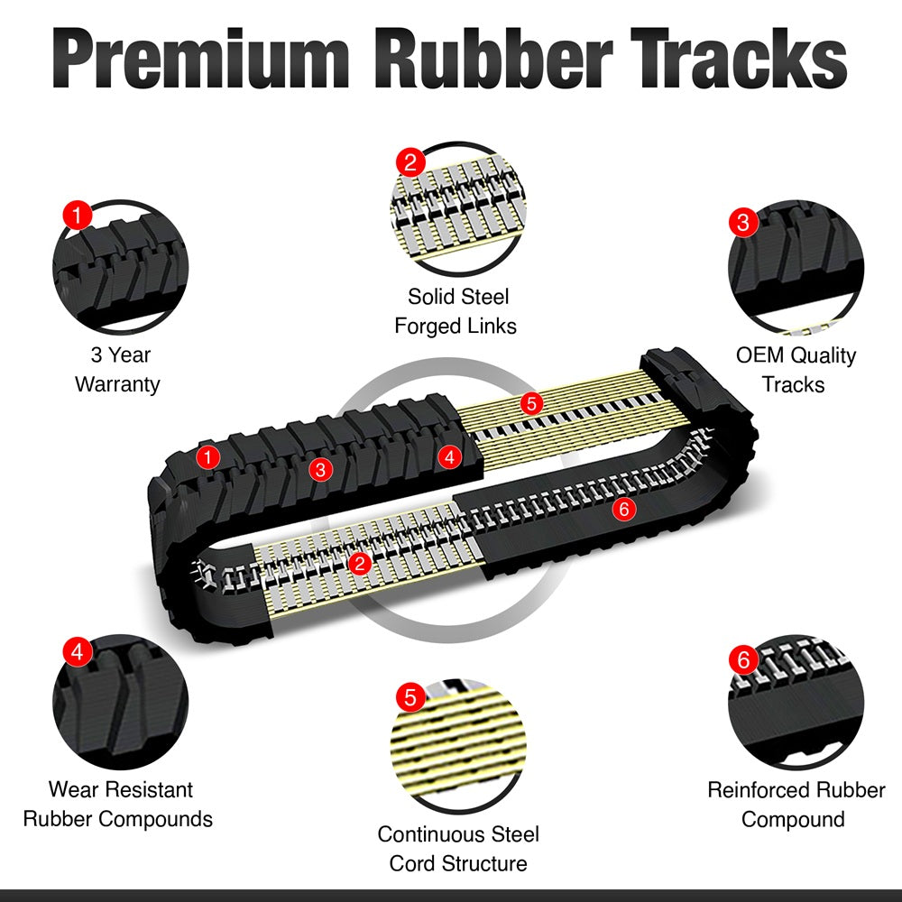 Kubota SVL97-3  Heavy Duty Rubber Track - Staggered Block Tread Pattern